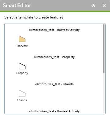 The Editing template displayed in the Smart Editor widget