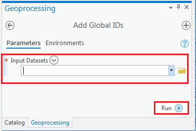 Image of the Add Global IDs geoprocessing pane