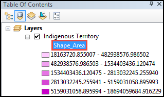 The Table of Contents window in ArcMap.