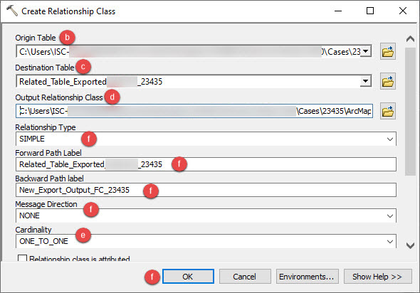 Create Relationship Class tool dialog box