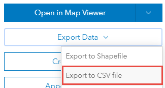 Image of the export data to CSV file