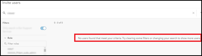 No results when searching for users with a Viewer role in the Invite users window for a group with shared update capability enabled.
