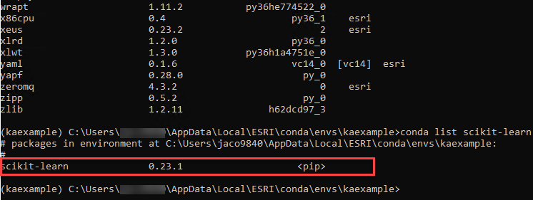 Pip packages listed in the Python Command Prompt