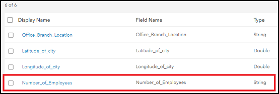 Image showing the Number_of_Employees field type is converted from an integer field to a string field.