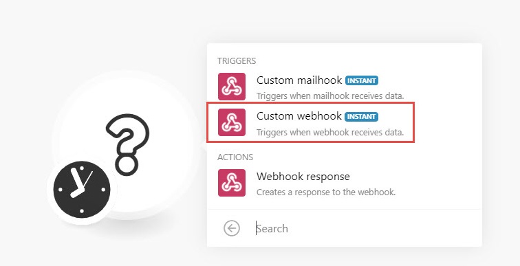 Selecting the Custom webhook.