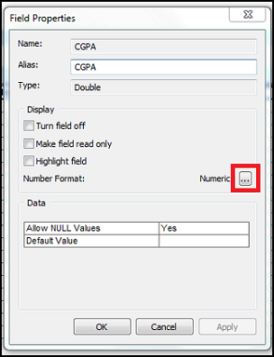 Image showing the Number Format ellipsis button.