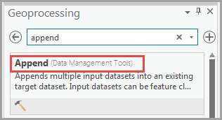 Image of the Append (Data Management Tools) selection