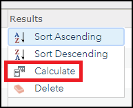 Image showing the Calculate option when clicking the field header.