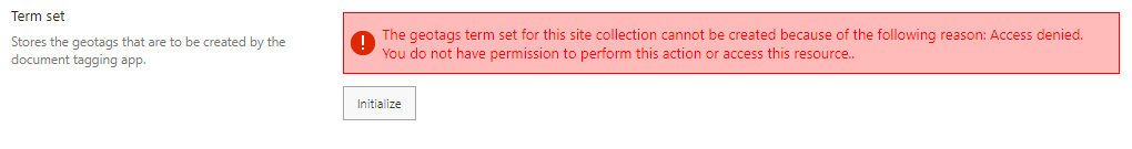 Image for the error message in ArcGIS Maps for SharePoint
