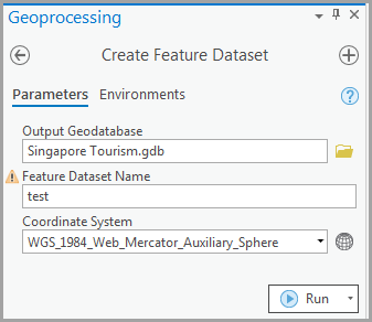 Image of the Create Feature Dataset (Data Management Tools)window.