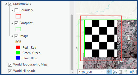 A checkerboard pattern on the mosaic layer