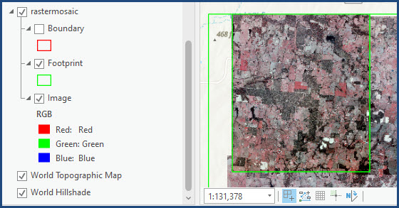 Image of raster source appearing in the mosaic layer when zoomed in