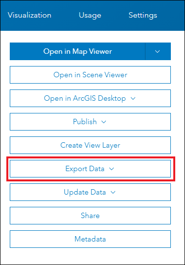 Image of the Export Data button