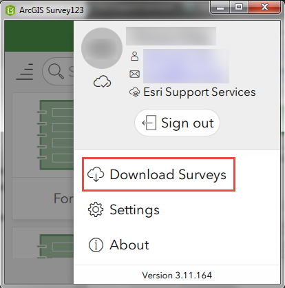 Image of the Profile window in the ArcGIS Survey123 field app