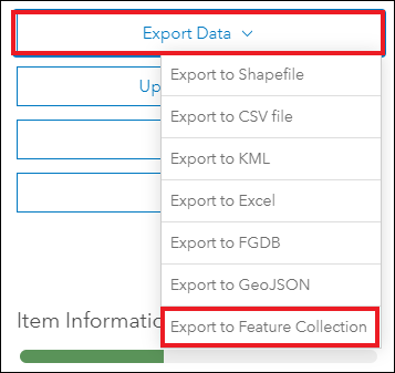 The Export to Feature Collection button