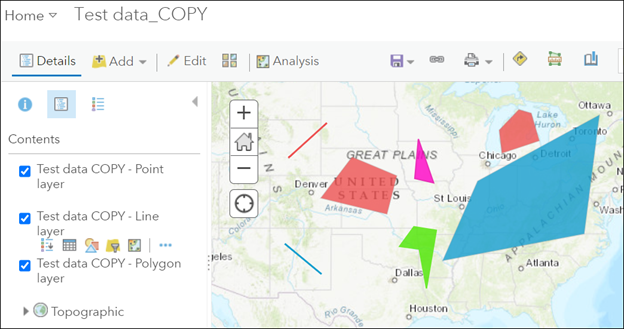 The copy of the layer in Map Viewer