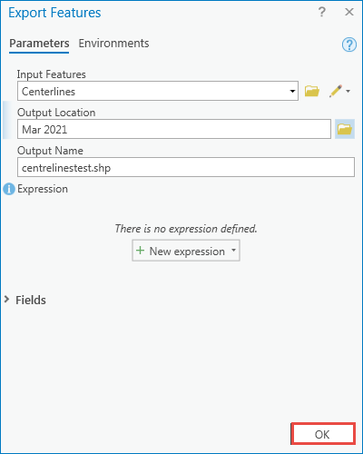 The Export Features window in ArcGIS Pro to convert a layer package to a shapefile