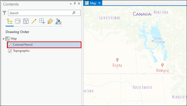 The vector basemap is added to the Contents pane in ArcGIS Pro.