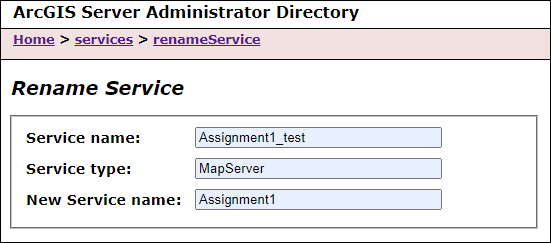 Image of the Rename Service page