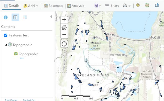 The updated hosted features layer in the ArcGIS Online web map