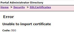 The error message in Portal Administrator Directory