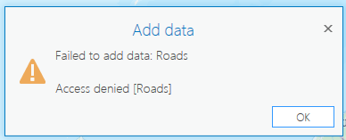 Failed to add data: <data name>   Access denied [<data name>]