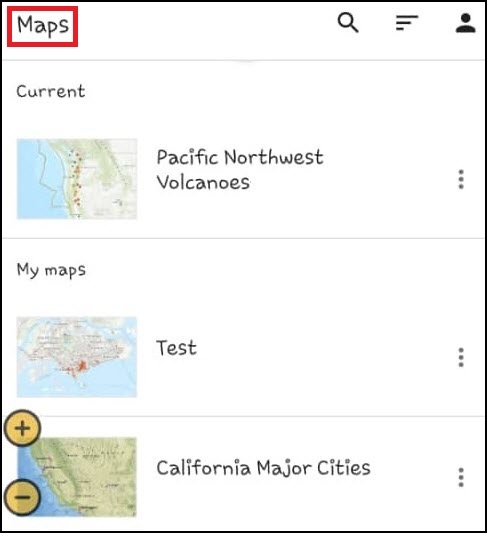 Image showing the web map is not displayed in the Maps list in the Explorer's Android app.