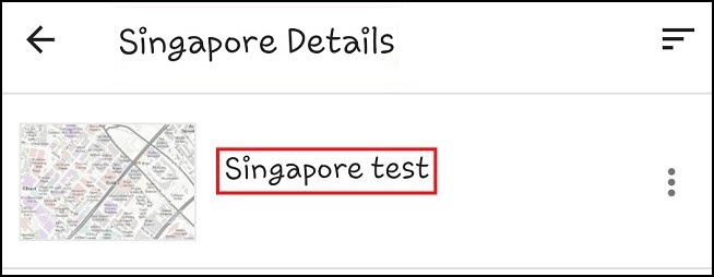 Image showing the Singapore test web map is displayed in the Explorer mobile app.