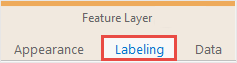 The Labeling tab in the Feature Layer contextual tab set