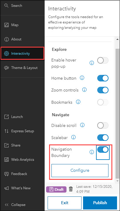 The image shows the Interactivity setting in the app editor.