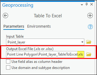 Image of the Output Excel File (.xls or .xlsx) parameter