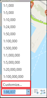 Image of the map scale list