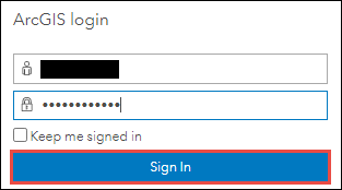 Image showing the ArcGIS login page