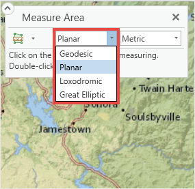 Image of the measurement mode drop-down list