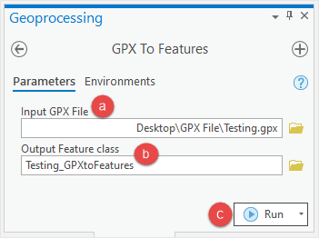 Image of GPX To Features pane