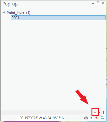 In the Pop-up window, click the Top arrow icon to display the attribute information.