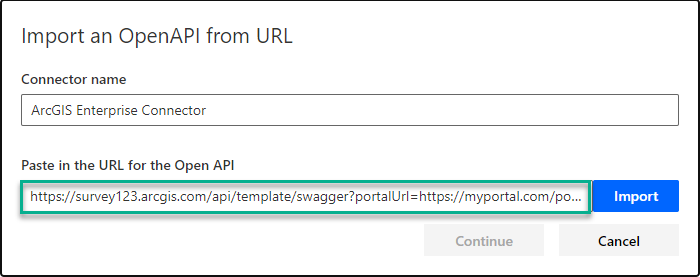 OpenAPI from URL dialog box