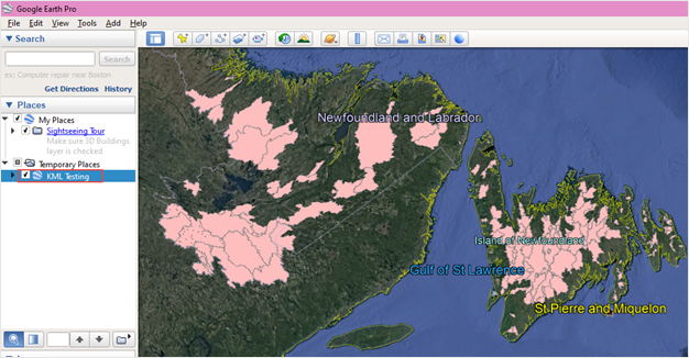 Viewing the KMZ layer in Google Earth Pro that does not show all of the polygon features