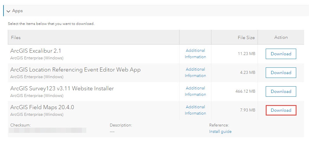 Screenshot showing the ArcGIS Field Maps under the Apps section in MyEsri.