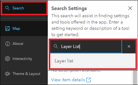 Image of the Search Settings pane