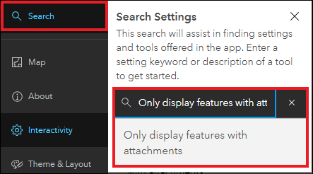 Image of the Search Settings pane