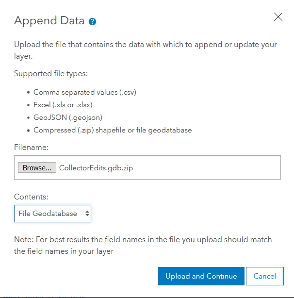 ArcGIS Online Browse to the .zip file