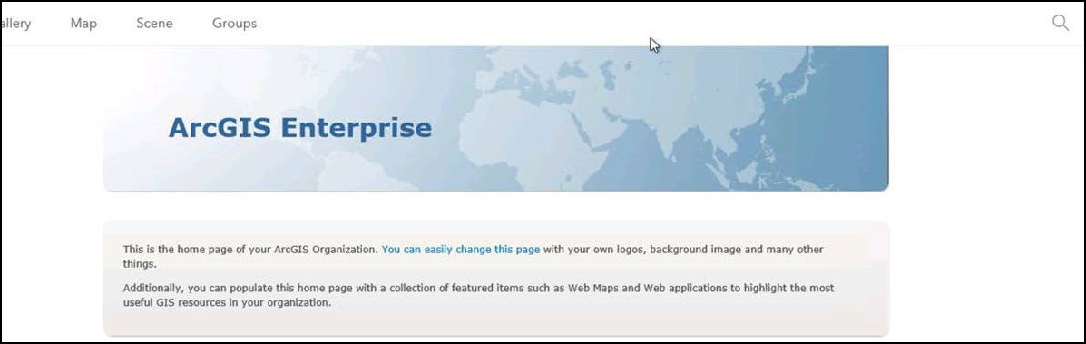 The Sign In option is unavailable on the ArcGIS Enterprise portal's home interface page
