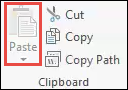 The Paste option in the Clipboard group is grayed out and not available to use.