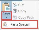 On the Edit tab, access the Paste Special option by clicking the down arrow button under Paste.