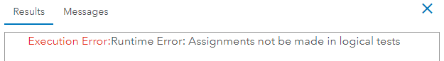 Execution Error:Runtime Error: Assignments not be made in logical tests