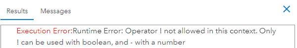 Execution Error:Runtime Error: Operator <operator> not allowed in this context. Only <operator> can be used with boolean, and - with a number