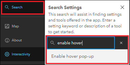 Use the Search box to find a tool or setting offered in the app.