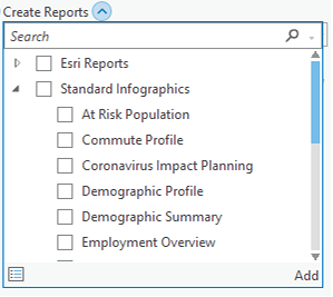 Create Reports dialog with new templates