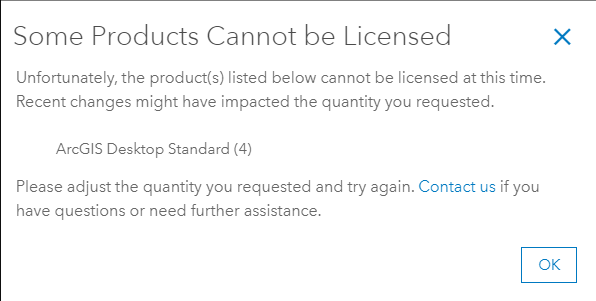 The Error message when creating a new concurrent use license file